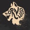 Born wild. Wolf head on grunge background.