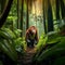 Bornean orangutan in the rainforest of Borneo. Generative AI