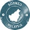 Borneo map vintage stamp.