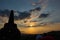 This is Borobudur, with beautyfull sunset at yogyakarta city