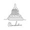 Borobudur, Indonesia continuous line vector illustration