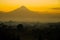 Borobudur sunrise with Merapi volcano