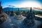 Borobudur Temple at day time Yogyakarta Java Indonesia. Fish eye