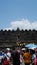 Borobudur Temple, Magelang | September 28, 2019 : Visitors strolling around in Borobudur temple.