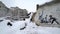 Borodyanka, Ukraine - Banksy graffiti on the wall