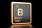 Boron B chemical element. 3D rendering