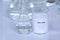 Boron nitride in container, chemical analysis in laboratory