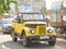 Borovoe, Kazakhstan - 09 13 2020: old GAZ 69 (then UAZ 69), known as a Soviet jeep, stands in yellow on a city street