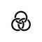 Borromean Three Rings, Optical Illusion. Flat Vector Icon illustration. Simple black symbol on white background. Borromean Rings,