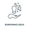 Borrowing Ideas outline icon. Monochrome simple Borrowing Ideas line icon for templates, web design and infographics