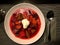 Borsch - beetroot soup in a bowl
