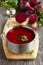 Borsch with beets.