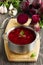 Borsch with beets.