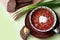 Borsch with sour cream and green onion