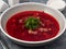 Borscht is a traditional Ukrainian and Russian soup with beetroot and beef