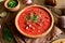 Borscht on wooden table