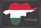 Borsod-Abauj-Zemplen map of Hungary with Hungarian national flag