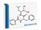 Bortezomib molecule. It is anticancer medication. Skeletal chemical formula. Paper packaging for drugs