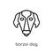 Borzoi dog icon. Trendy modern flat linear vector Borzoi dog icon on white background from thin line dogs collection