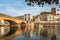 Bosa with old bridge over river Temo in Sardinia