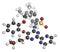 Bosentan pulmonary artery hypertension (PAH) drug molecule. Atoms are represented as spheres with conventional color coding: