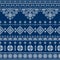 Bosnia and Herzegovina folk art vector seamless pattern styled as the traditional Zmijanje embroidery design in white on navy blue