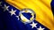 Bosnia and Herzegovina national football team flag, seamless loop. Motion. Blue and yellow moving flag with the stars