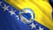 Bosnia and Herzegovina national football team flag, seamless loop. Motion. Blue and yellow moving flag with the stars