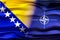 Bosnia and Herzegovina and NATO flags - 3D illustration