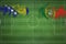 Bosnia and Herzegovina vs Portugal Soccer Match, national colors, national flags, soccer field, football game, Copy space