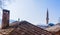 Bosnia: roofs and skyline of Mostar, old city named after the bridge keepers mostari who in the medieval times guarded