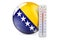 Bosnian flag with thermometer. 3D rendering