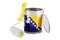 Bosnian and Herzegovinan  flag on the paint can, 3D rendering