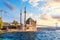 The Bosphorus Bridge and the Ortakoy Mosque at sunset, Istanbul