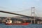 Bosporus Bridge with freighter