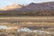 Bosque del Apache view of New Mexico mountains and reflections in winter landscape