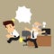The boss is angry kick businessman ,dismissal from the job