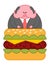 Boss burger. Thick Fat Director. Office leader Hamburger Vector