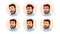 Boss Character Business People Avatar Vector. Modern Office Bearded Boss Man Face, Emotions Set. Creative Avatar