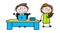 Boss Discussing with Assistant - Office Businessman Employee Cartoon Vector Illustration