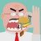 Boss eating businessman who get trapped by burger