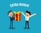 Boss giving extra bonus to businessman. business celebration concept.