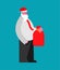 Boss Santa and red bag. Xmas and New Year vector illustration