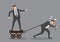 Bossy Businessman Commanding Over Slogging Partner Vector Illustration