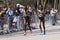 BOSTON - APRIL 18: Joyce Chepkirui (Kenya) and Tirfi Tsegaye (ETH) runners races up the Heartbreak Hill