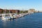 Boston city harbor in summer, USA.