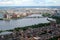 Boston, city skyline aerial panorama view with urban buildings midtown