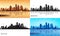 Boston city skyline silhouettes set