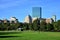 Boston Common Park Gardens with Boston Skyline