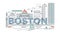 Boston culture travel vector set